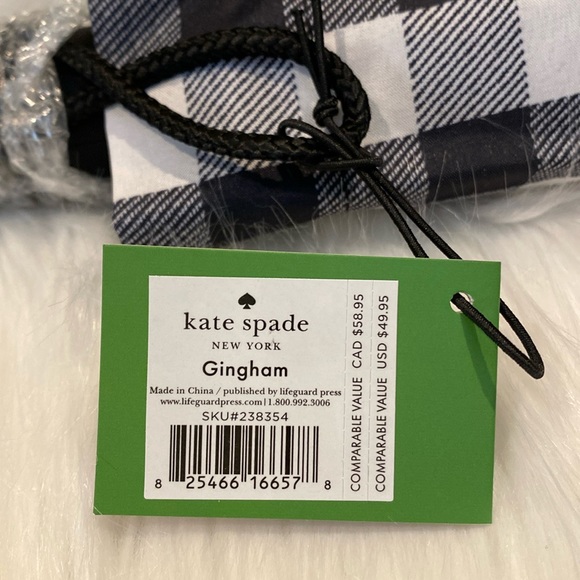 Kate Spade♠️NY GINGHAM Travel Umbrella w/ pouch, New w/ Tags, Cover-Never Opened - Picture 8 of 10